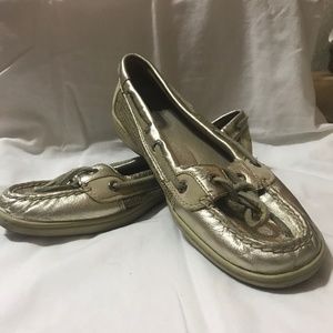 Metallic gold Sperry's top siders